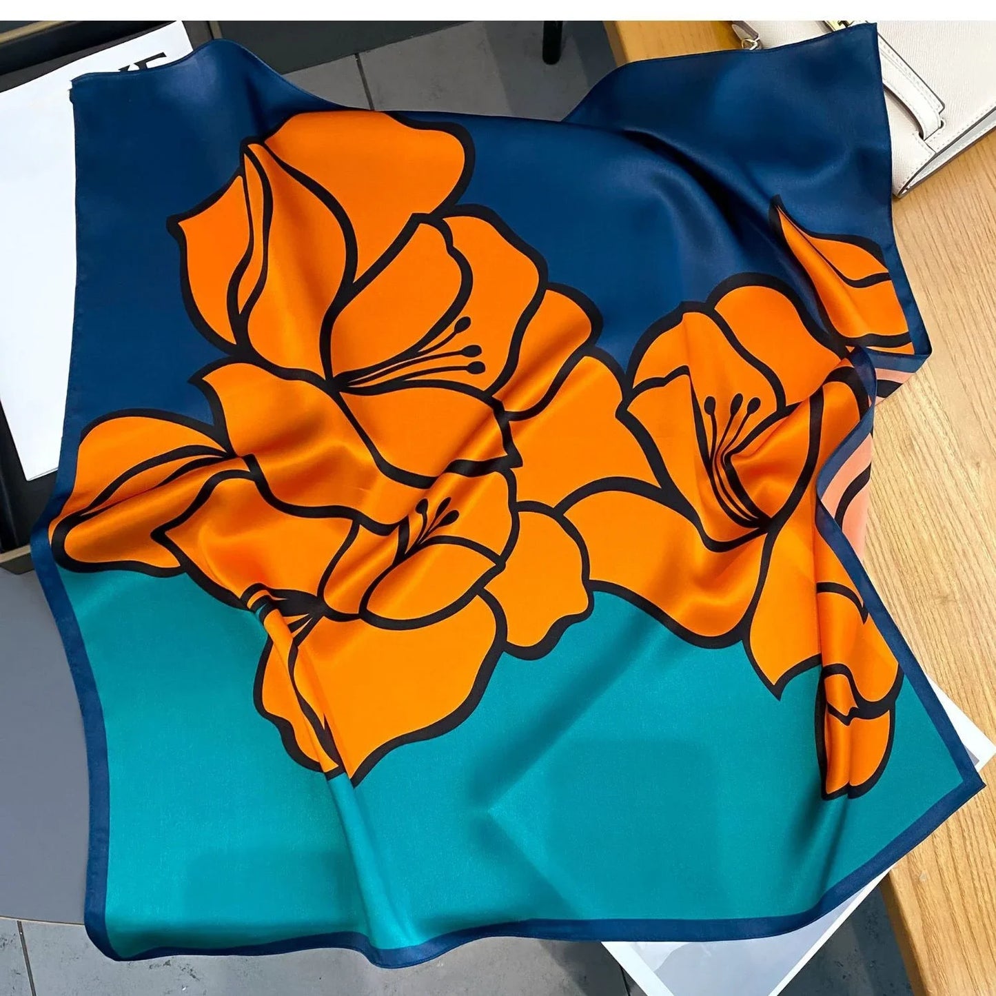 2024 Neckerchief Female Luxury Square Scarf for Women Silk Shawl Satin Hijab Fashion Wraps Hair Bands Ribbon Headband Bandana