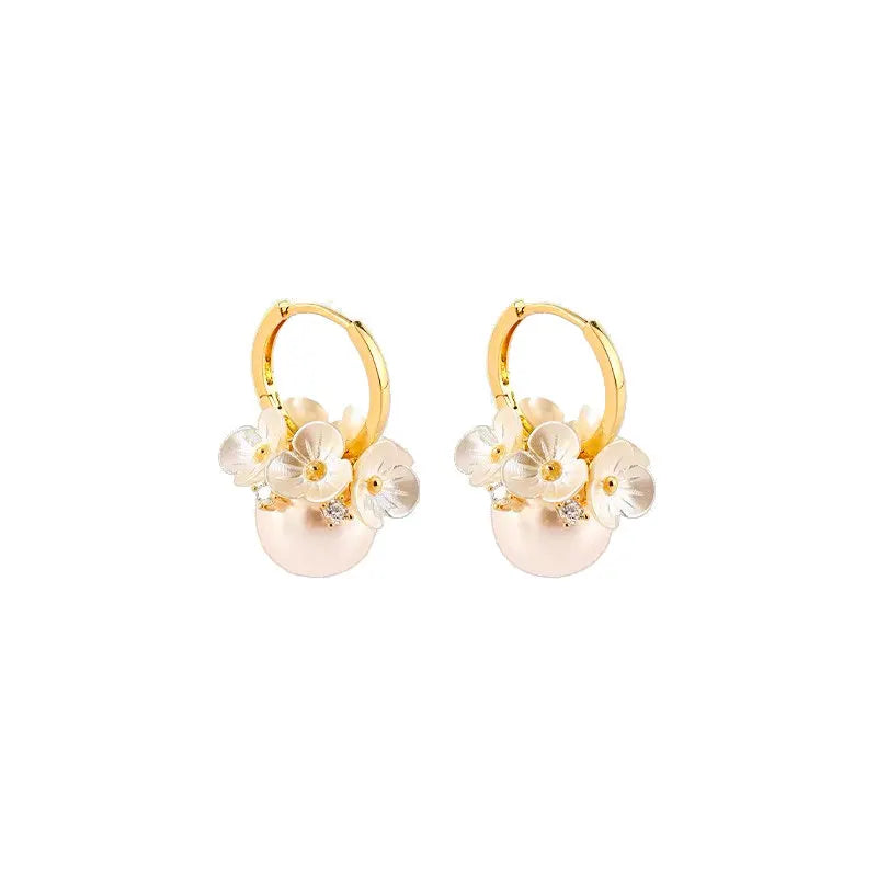 New Trend Elegant Delicate Sweet Lovely Multi-Flower Pearl Earrings For Women Temperament Jewelry Party Premium Gifts Wholesale