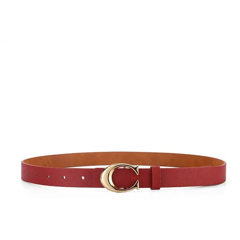 Versatile Women's Belt For Students Slims Smooths Your Silhouette In Denim Jeans C- buckle Slim Waist Belt