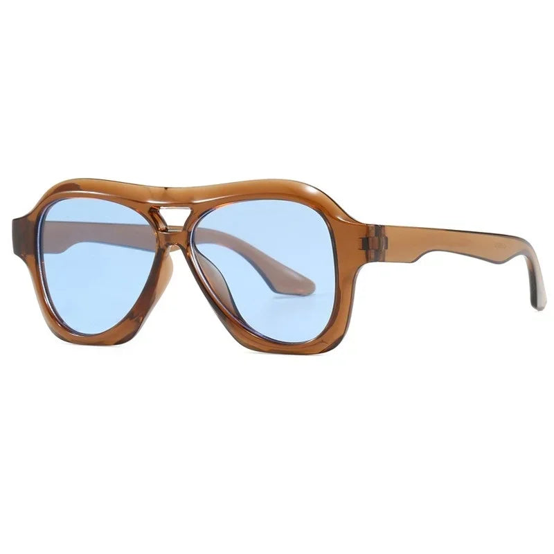 Retro Double Beam Sunglasses Women Brand Designer Glasses New Ins Fashion Personalized Gradient Eyewear Men Eyeglasses UV400