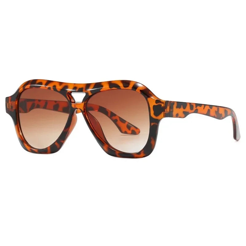 Retro Double Beam Sunglasses Women Brand Designer Glasses New Ins Fashion Personalized Gradient Eyewear Men Eyeglasses UV400
