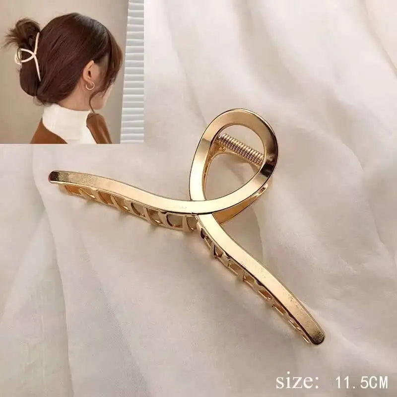 Simple Metal Hollow Out Geometric Claw Ladies Elegant Hair Accessories Cross Crab Bath Clip For Women Fashion Girl Headwear
