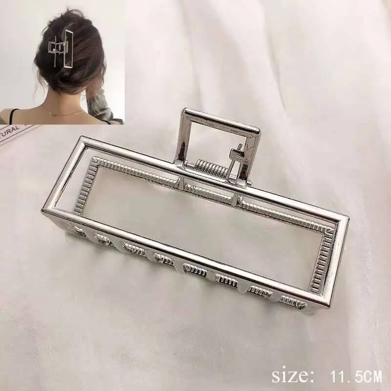 Simple Metal Hollow Out Geometric Claw Ladies Elegant Hair Accessories Cross Crab Bath Clip For Women Fashion Girl Headwear