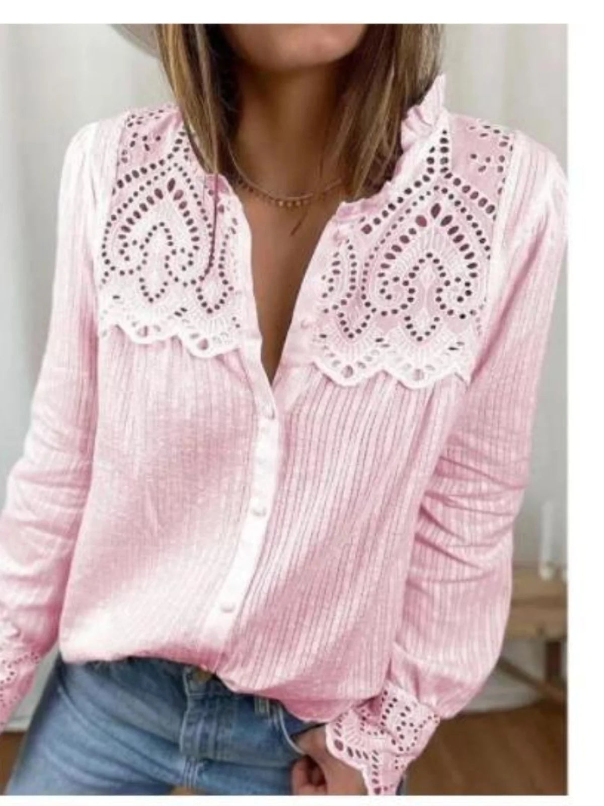 Casual round Ne Lace Patchwork irt Women's Long Sve Street Sle Polyester Fabric Cool Sensation Regular Fit T-irt