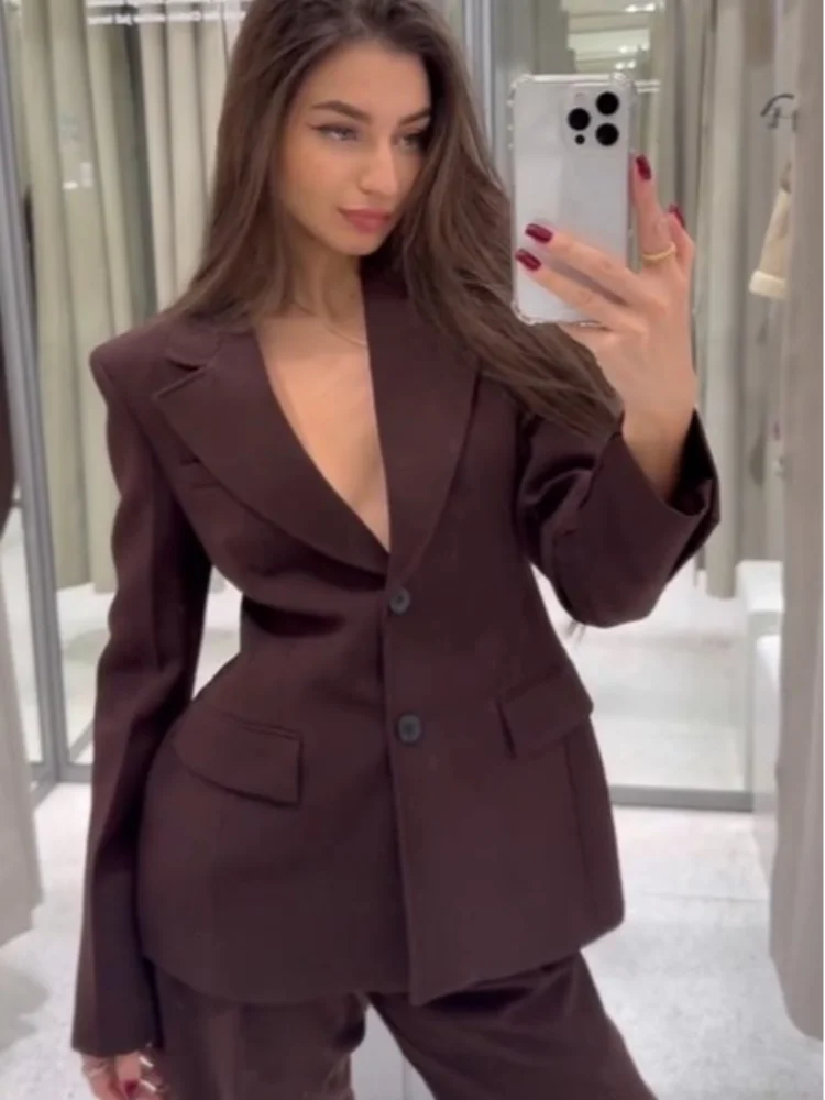 Elegant Suit Jacket Mini Skirt Sets Women Slim Waisted Blazers High Waist A-line Skirt 2025 Autumn Lady Fashion Office Outfits