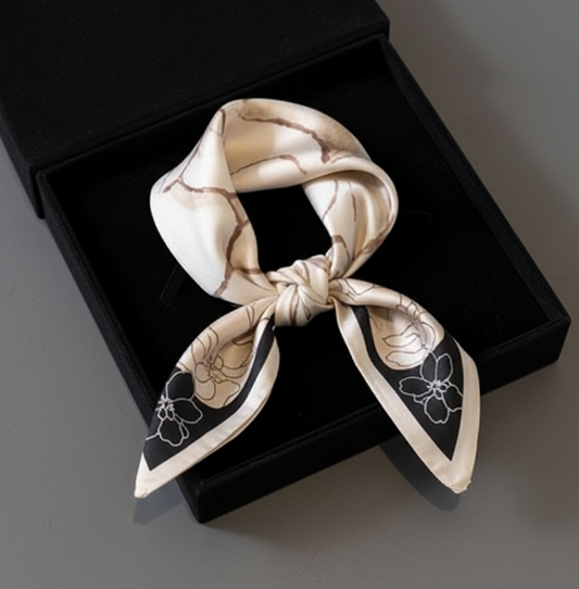 Parisian Elegance Scarf - Beige and Black