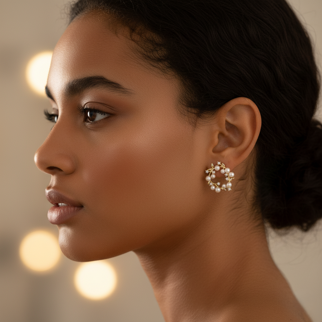 Elegant Pearl Wreath Earrings
