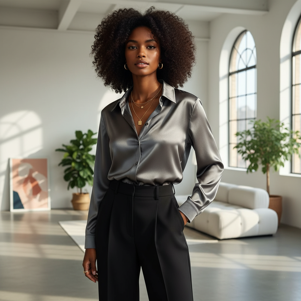 Satin Finish Silk-Touch Shirt