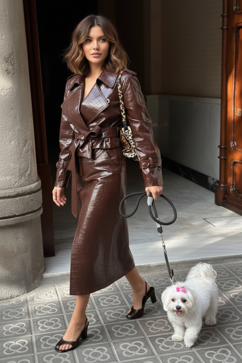 The Luxe Croc Co-ord: Deep Trench & Skirt