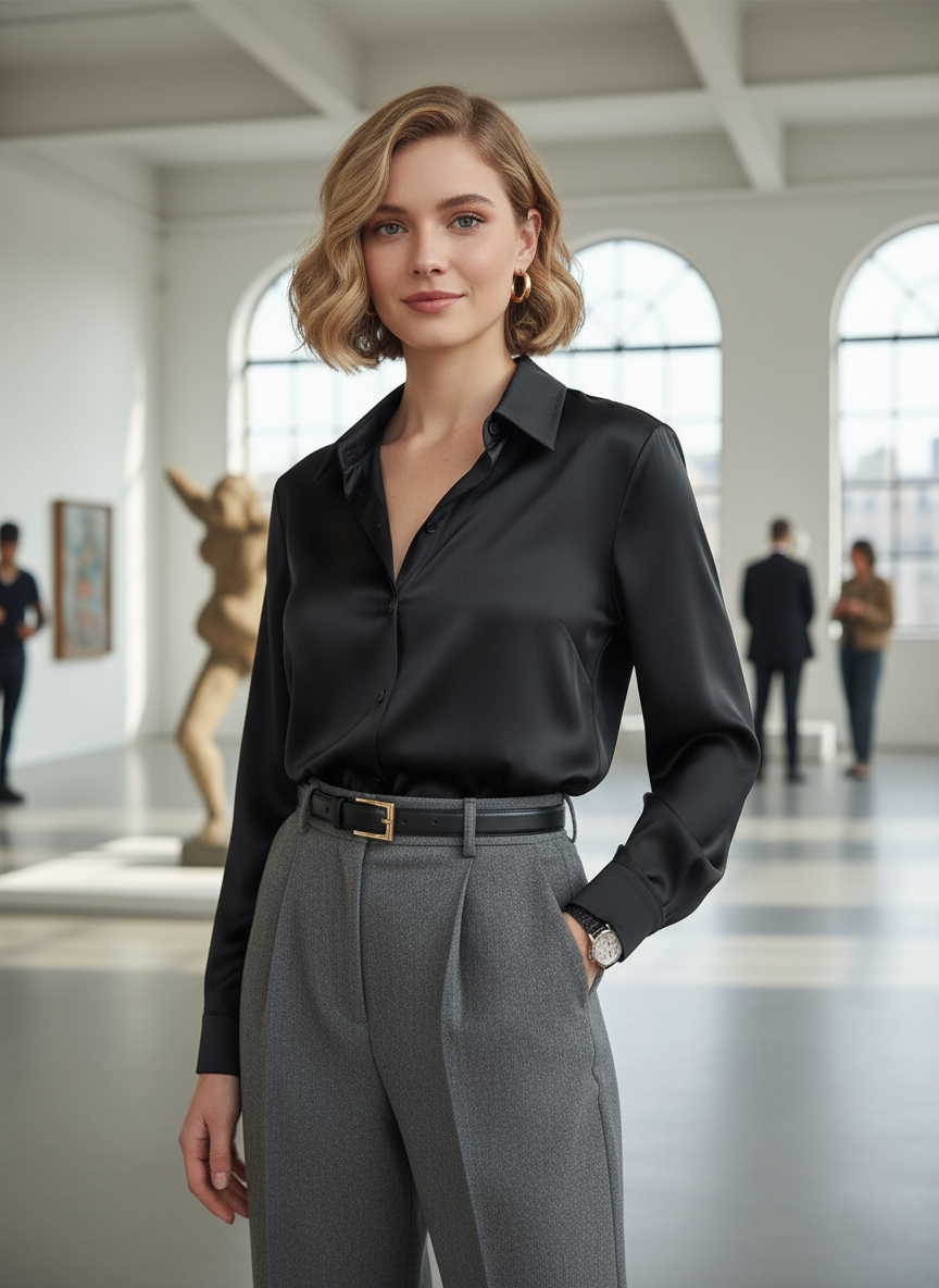 Satin Finish Silk-Touch Shirt