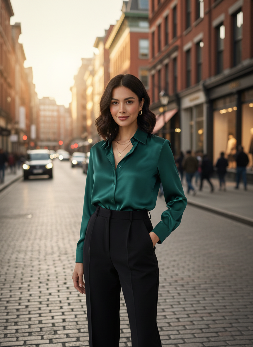 Satin Finish Silk-Touch Shirt