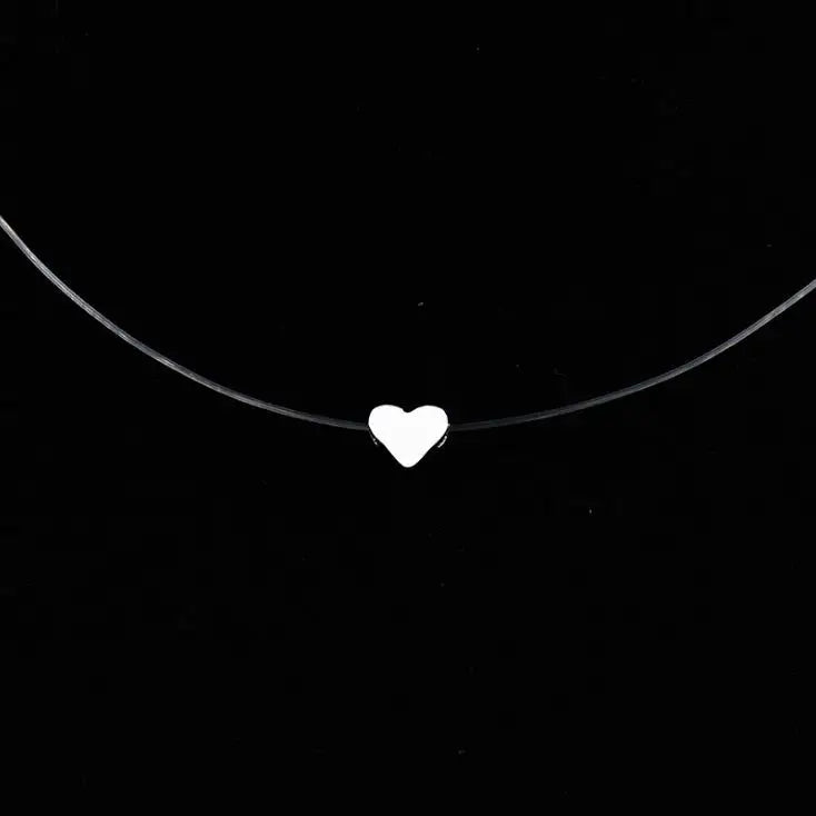 Sumeng New Personality Fashion Square Imitation Pearl Crystal Zircon Necklace Invisible Transparent Fishing Line Necklace Women