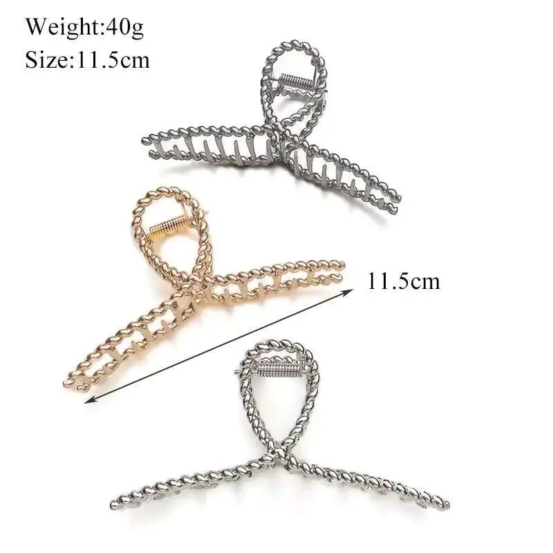 Simple Metal Hollow Out Geometric Claw Ladies Elegant Hair Accessories Cross Crab Bath Clip For Women Fashion Girl Headwear