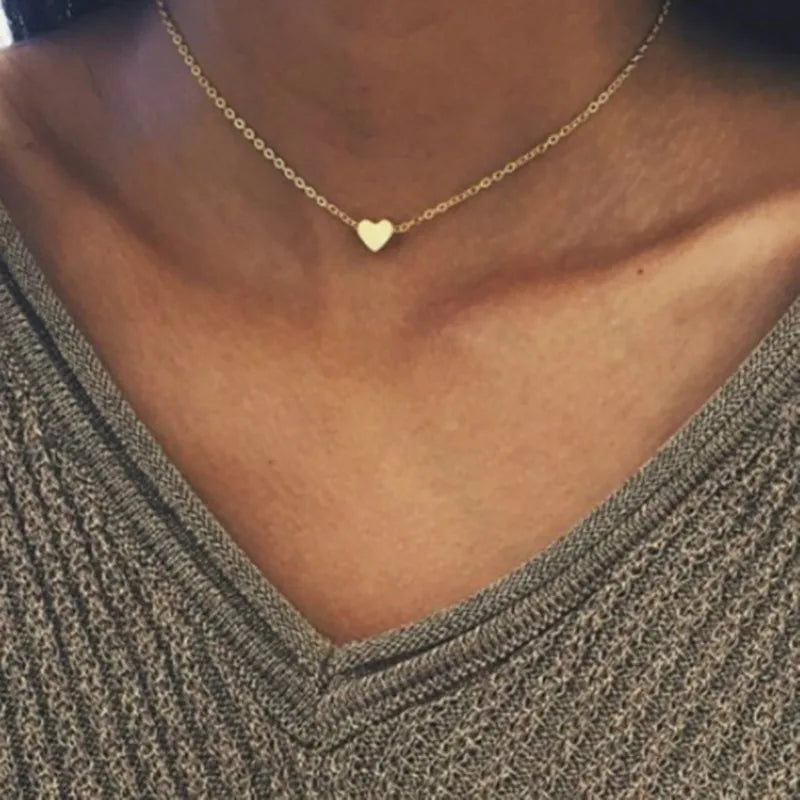 Simple Heart Pendant Necklace for women Fashion Love Shape Stainless Steel Black Hearts Clavicle Choker Jewelry Romantic