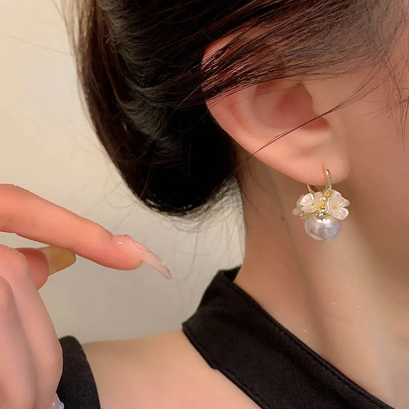 New Trend Elegant Delicate Sweet Lovely Multi-Flower Pearl Earrings For Women Temperament Jewelry Party Premium Gifts Wholesale