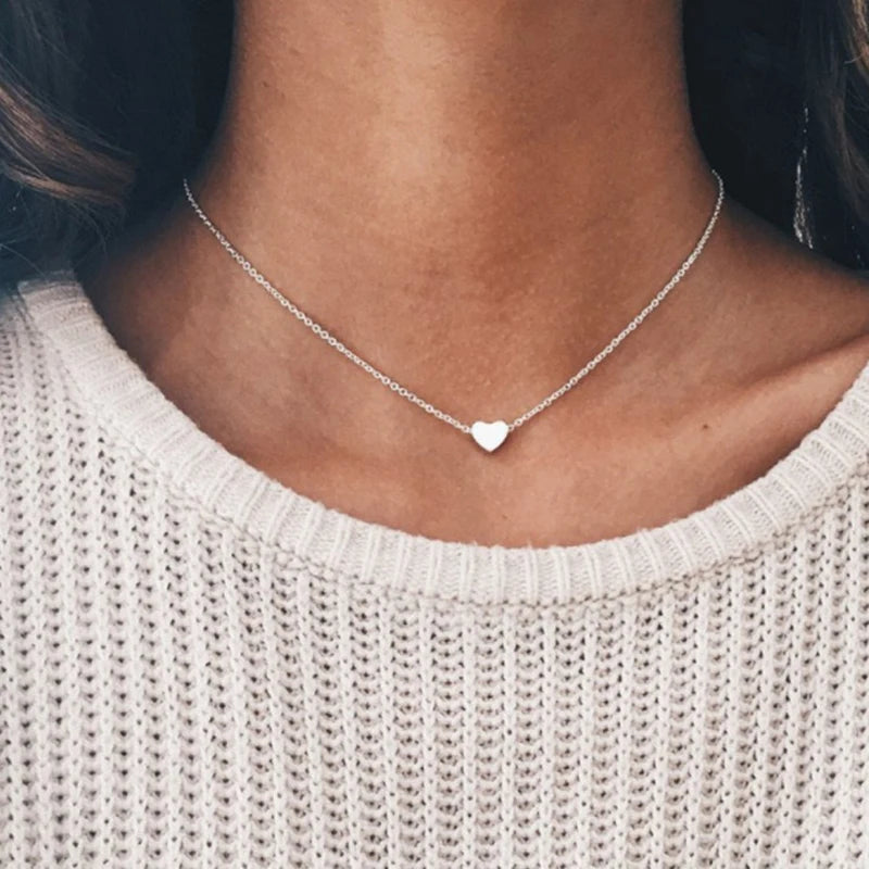 Simple Heart Pendant Necklace for women Fashion Love Shape Stainless Steel Black Hearts Clavicle Choker Jewelry Romantic
