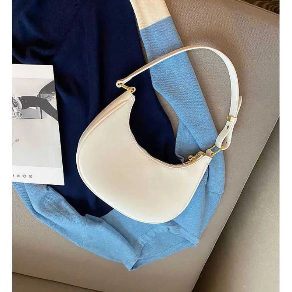 New Women's Fashion Handbags Retro Solid Color PU Leather Shoulder Underarm Bag Casual Women Hobos Handbags