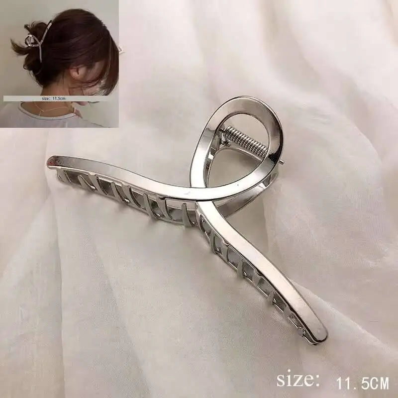 Simple Metal Hollow Out Geometric Claw Ladies Elegant Hair Accessories Cross Crab Bath Clip For Women Fashion Girl Headwear