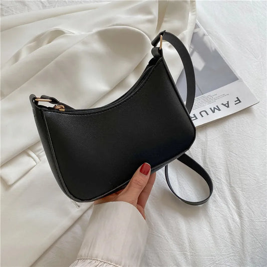 Fashion Solid Color Shoulder Bag For Women PU Leather Armpit Handbag Casual Daily Underarm Bag Gilrs Shopping Purse bolsa
