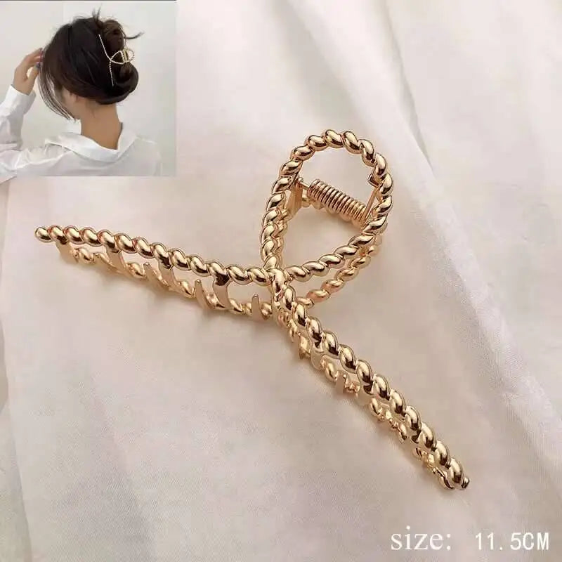 Simple Metal Hollow Out Geometric Claw Ladies Elegant Hair Accessories Cross Crab Bath Clip For Women Fashion Girl Headwear