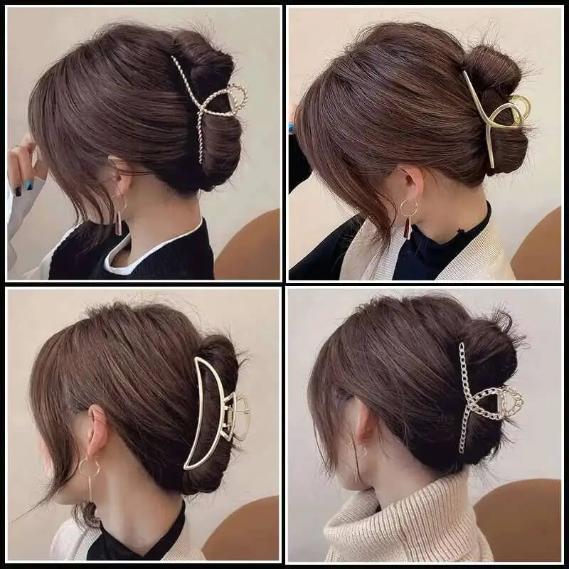 Simple Metal Hollow Out Geometric Claw Ladies Elegant Hair Accessories Cross Crab Bath Clip For Women Fashion Girl Headwear