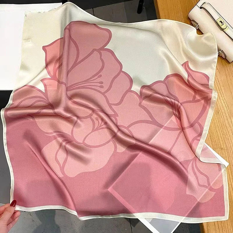 2024 Neckerchief Female Luxury Square Scarf for Women Silk Shawl Satin Hijab Fashion Wraps Hair Bands Ribbon Headband Bandana