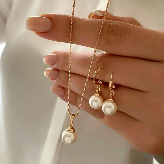 Cross-Border Jewelry Earrings Women's Unique Pearl Necklace Summer Fashion High-End Sensation Women's Jewelry Set