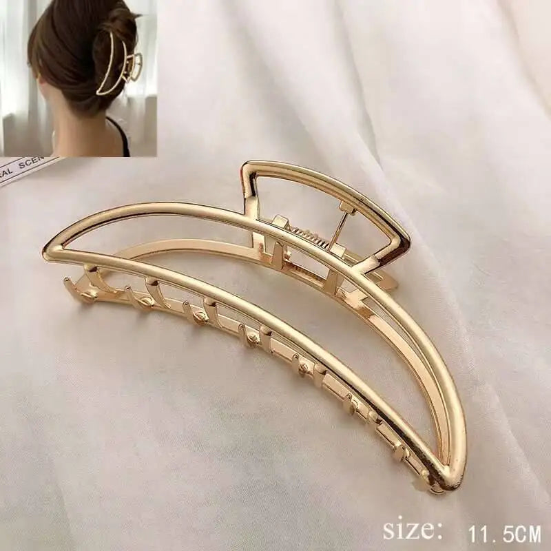 Simple Metal Hollow Out Geometric Claw Ladies Elegant Hair Accessories Cross Crab Bath Clip For Women Fashion Girl Headwear
