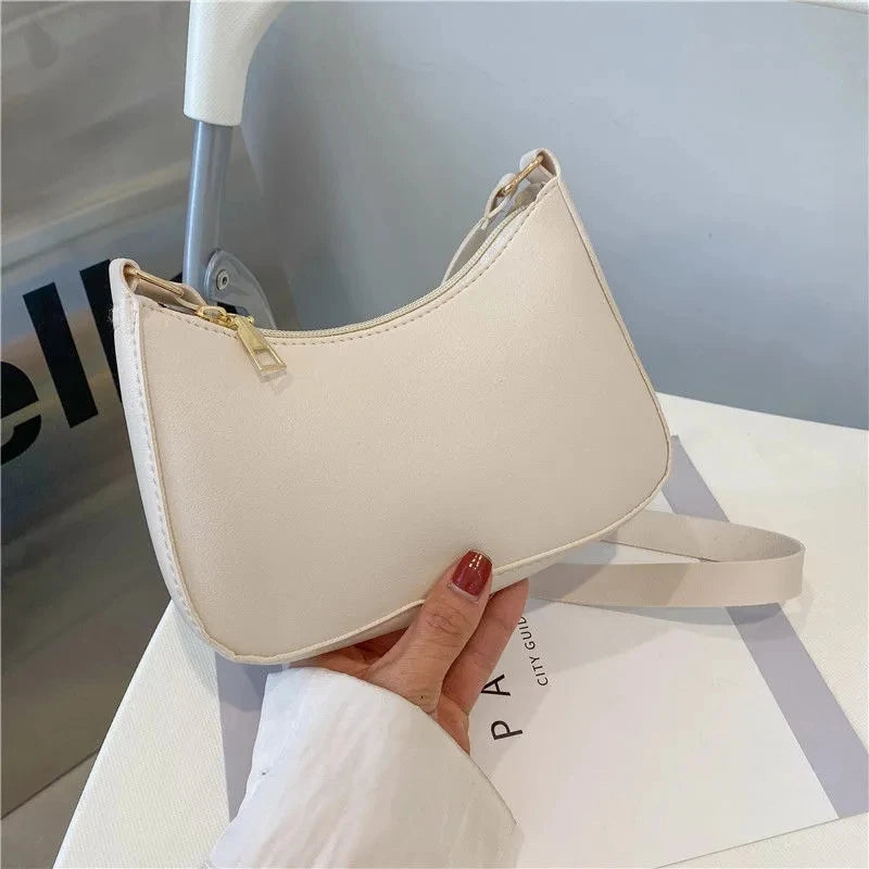 Fashion Solid Color Shoulder Bag For Women PU Leather Armpit Handbag Casual Daily Underarm Bag Gilrs Shopping Purse bolsa