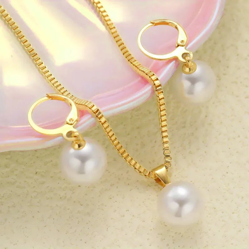 Cross-Border Jewelry Earrings Women's Unique Pearl Necklace Summer Fashion High-End Sensation Women's Jewelry Set