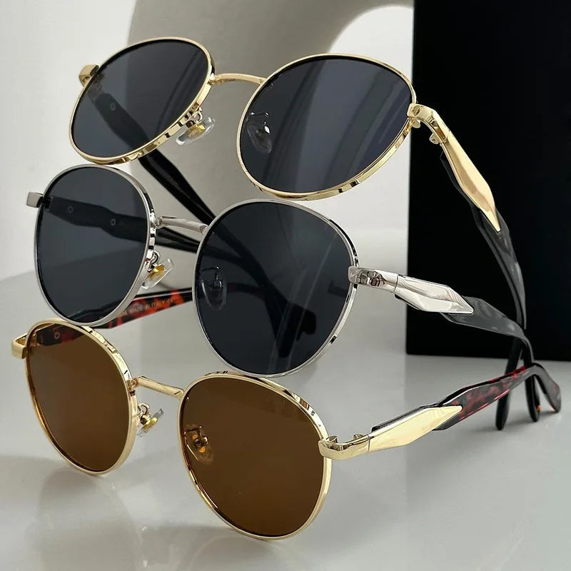 Oval metal sunglasses Women's new luxury fashion sunglasses Men's retro sunglasses Neutral UV400 Driving sunscreen sunglasses