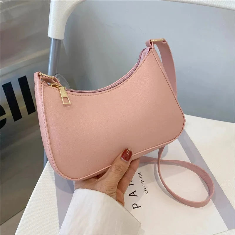 Fashion Solid Color Shoulder Bag For Women PU Leather Armpit Handbag Casual Daily Underarm Bag Gilrs Shopping Purse bolsa