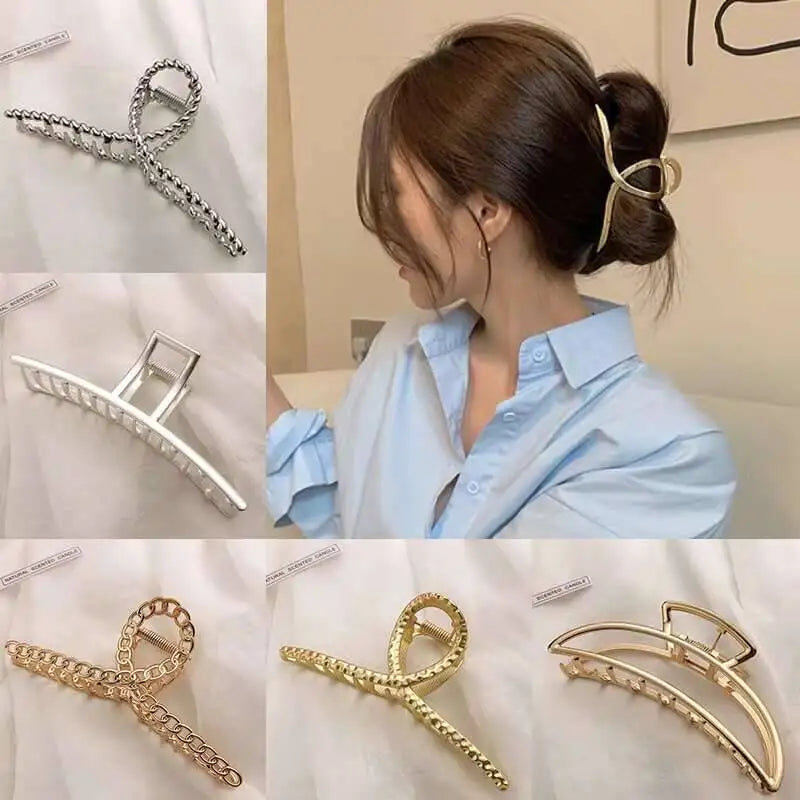 Simple Metal Hollow Out Geometric Claw Ladies Elegant Hair Accessories Cross Crab Bath Clip For Women Fashion Girl Headwear
