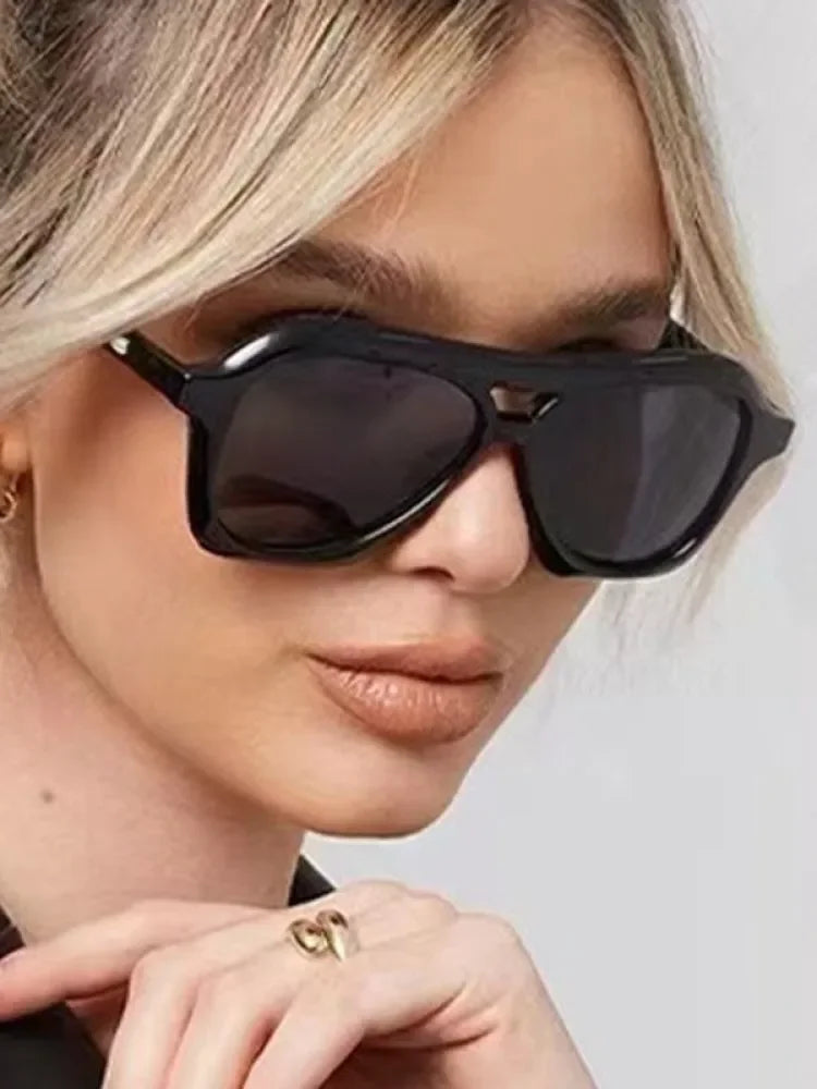 Retro Double Beam Sunglasses Women Brand Designer Glasses New Ins Fashion Personalized Gradient Eyewear Men Eyeglasses UV400