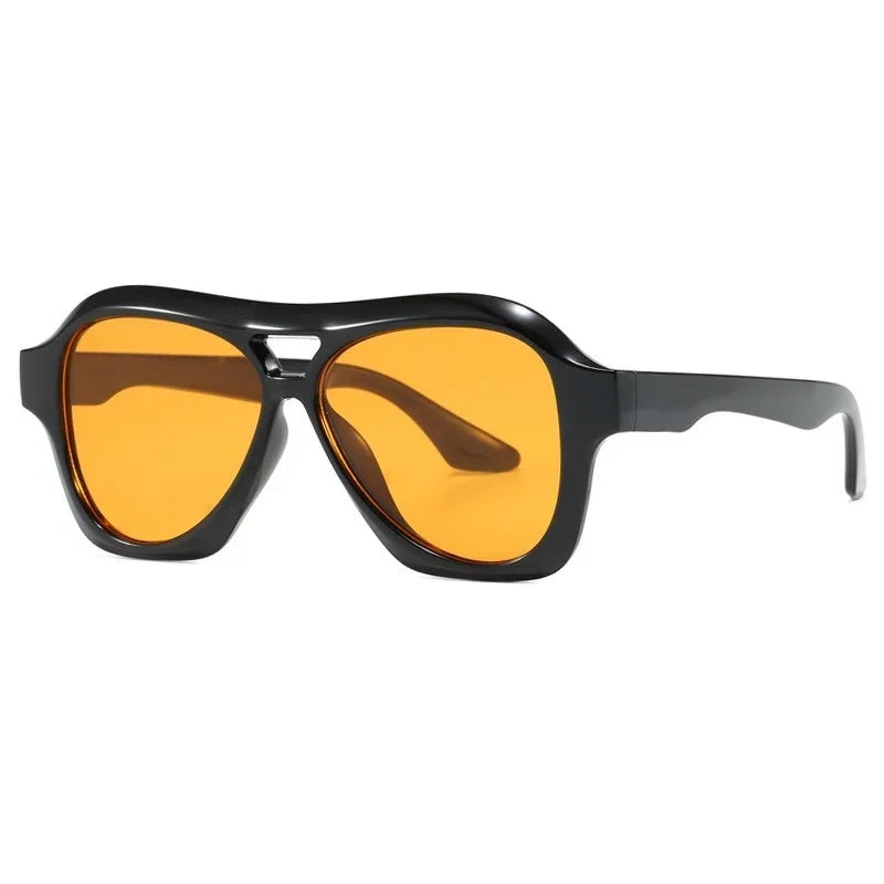 Retro Double Beam Sunglasses Women Brand Designer Glasses New Ins Fashion Personalized Gradient Eyewear Men Eyeglasses UV400