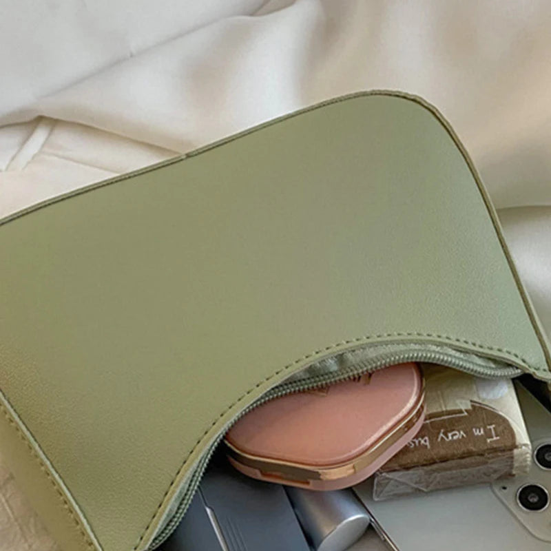 Fashion Solid Color Shoulder Bag For Women PU Leather Armpit Handbag Casual Daily Underarm Bag Gilrs Shopping Purse bolsa