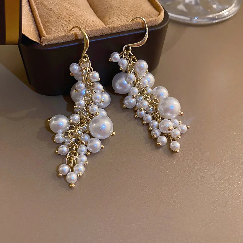Inlaid Rhinestone Pearl Tassel Earrings for Women 2025 New High-end  Fashion Versatile Drop Earring Luxury Designer Jewelry