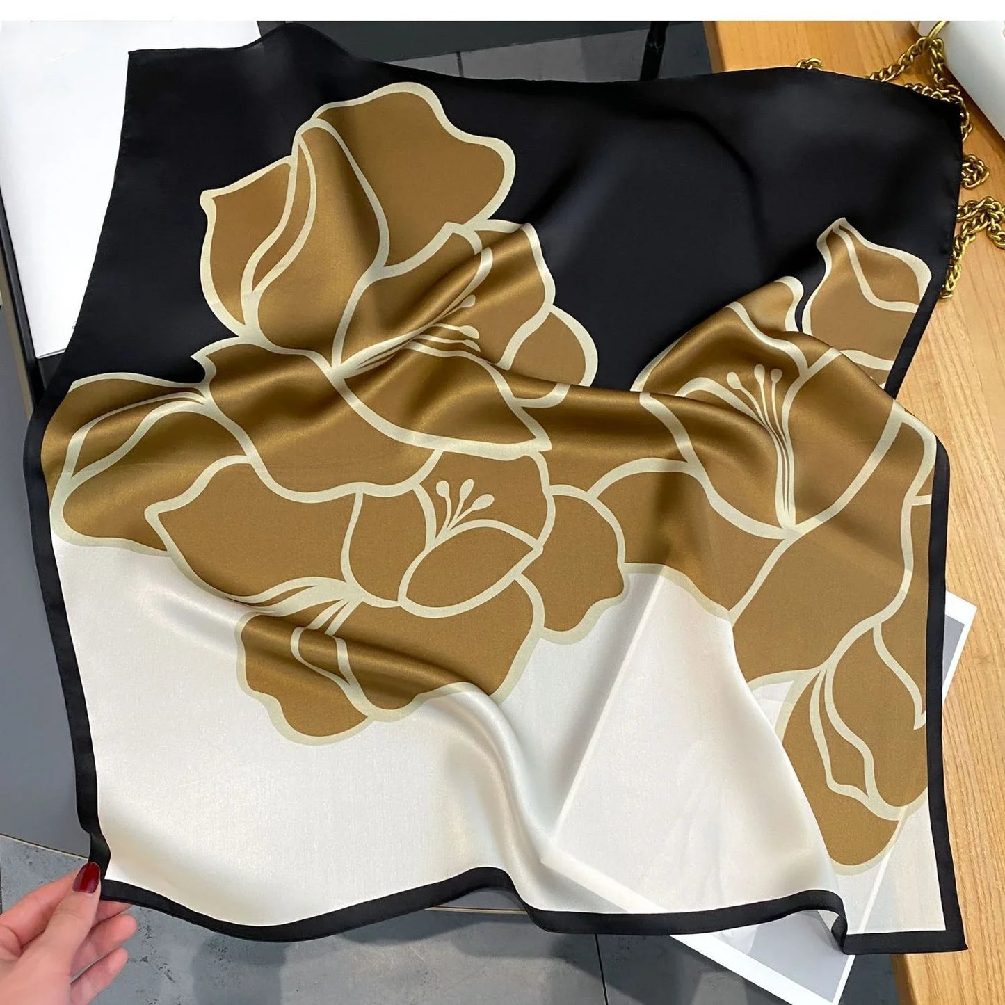 2024 Neckerchief Female Luxury Square Scarf for Women Silk Shawl Satin Hijab Fashion Wraps Hair Bands Ribbon Headband Bandana