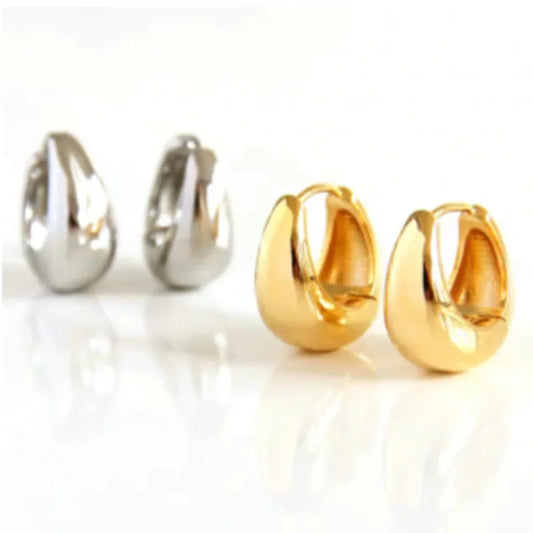 Plated Korean Silver Metal Teardrop Earring Studs Simple Personality Fashionable High-End Feelings Individual Ear Cuffs