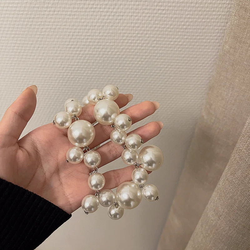 Hyperbole Bead Pearls Necklace Collarbone Chain Women's Elegant Pendant Big Necklace Bride Jewelry
