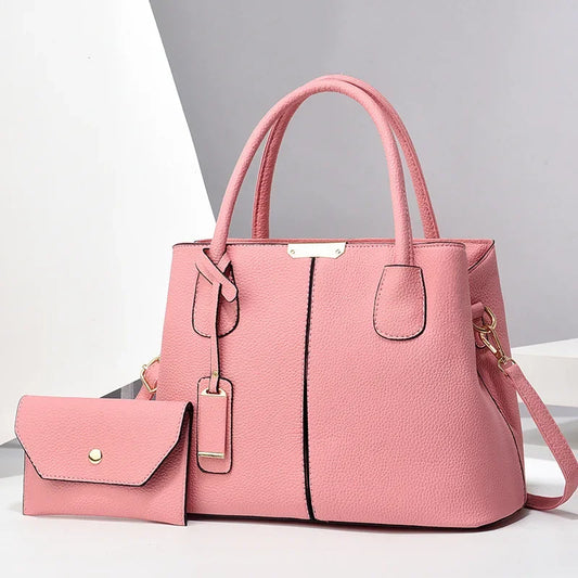 Fashionable Pure Color PU Ladies Handbag Shoulder Crossbody Bag Handbag Vintage Style Polyester Lining Hard Material Handbag