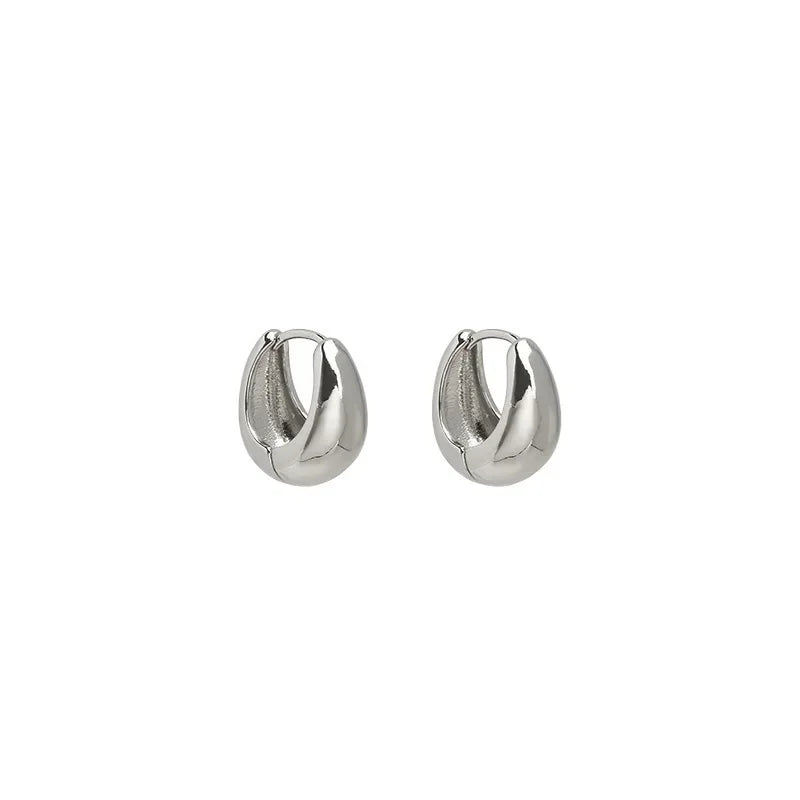 Plated Korean Silver Metal Teardrop Earring Studs Simple Personality Fashionable High-End Feelings Individual Ear Cuffs