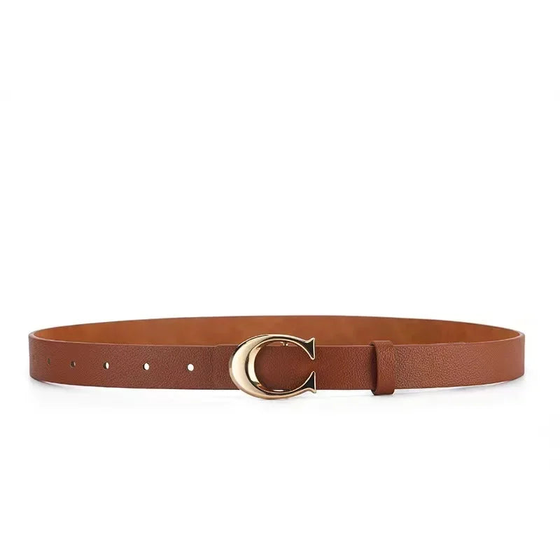 Versatile Women's Belt For Students Slims Smooths Your Silhouette In Denim Jeans C- buckle Slim Waist Belt